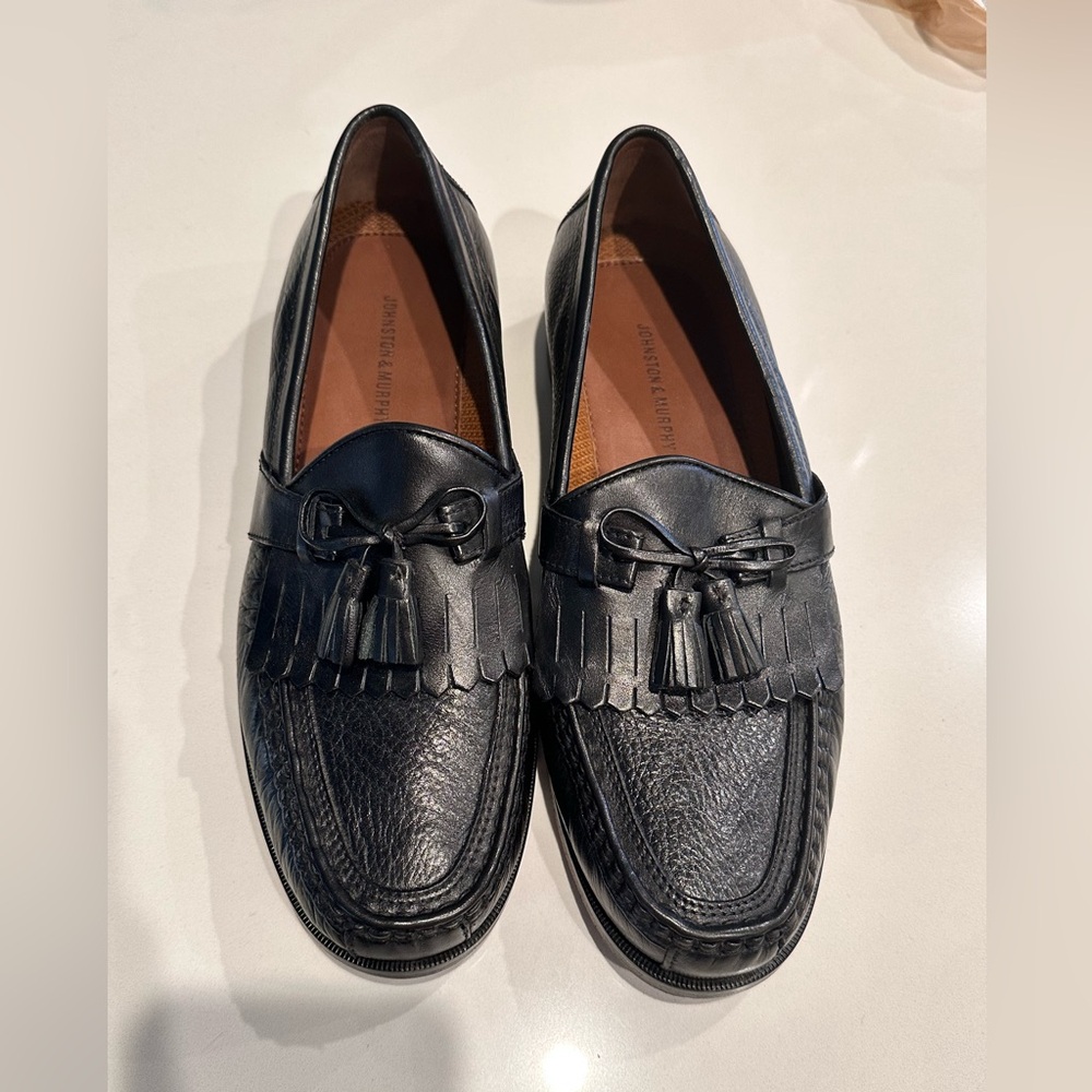 Johnston & Murphy Aragon Black Leather Men's Loafers 10M